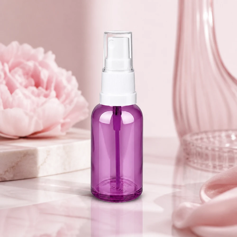 30ml sprayflaska vit/transparent Standard PurpleLine UT18/30 Kompakt pumpflaska 30 ml i elegant lila design för mobil användning av sprayer