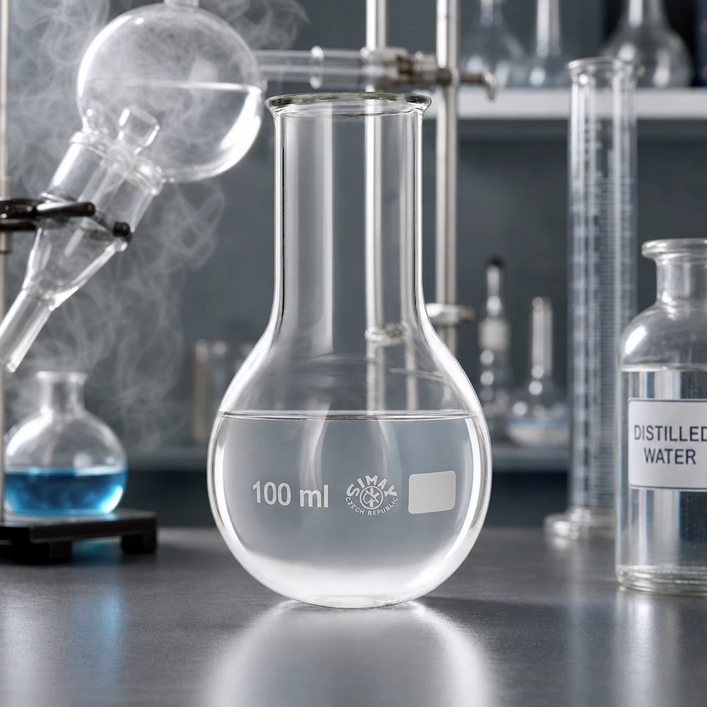 Rundkolv 100ml bred hals med rund botten Rundkolv 100ml transparent med bred halsöppning för exakta volymmätningar i laboratoriet