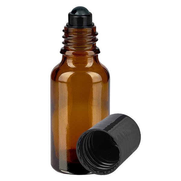 Apoteksflaska brun 20ml roll-on lock svart Apoteksflaska brun 20ml roll-on lock svart