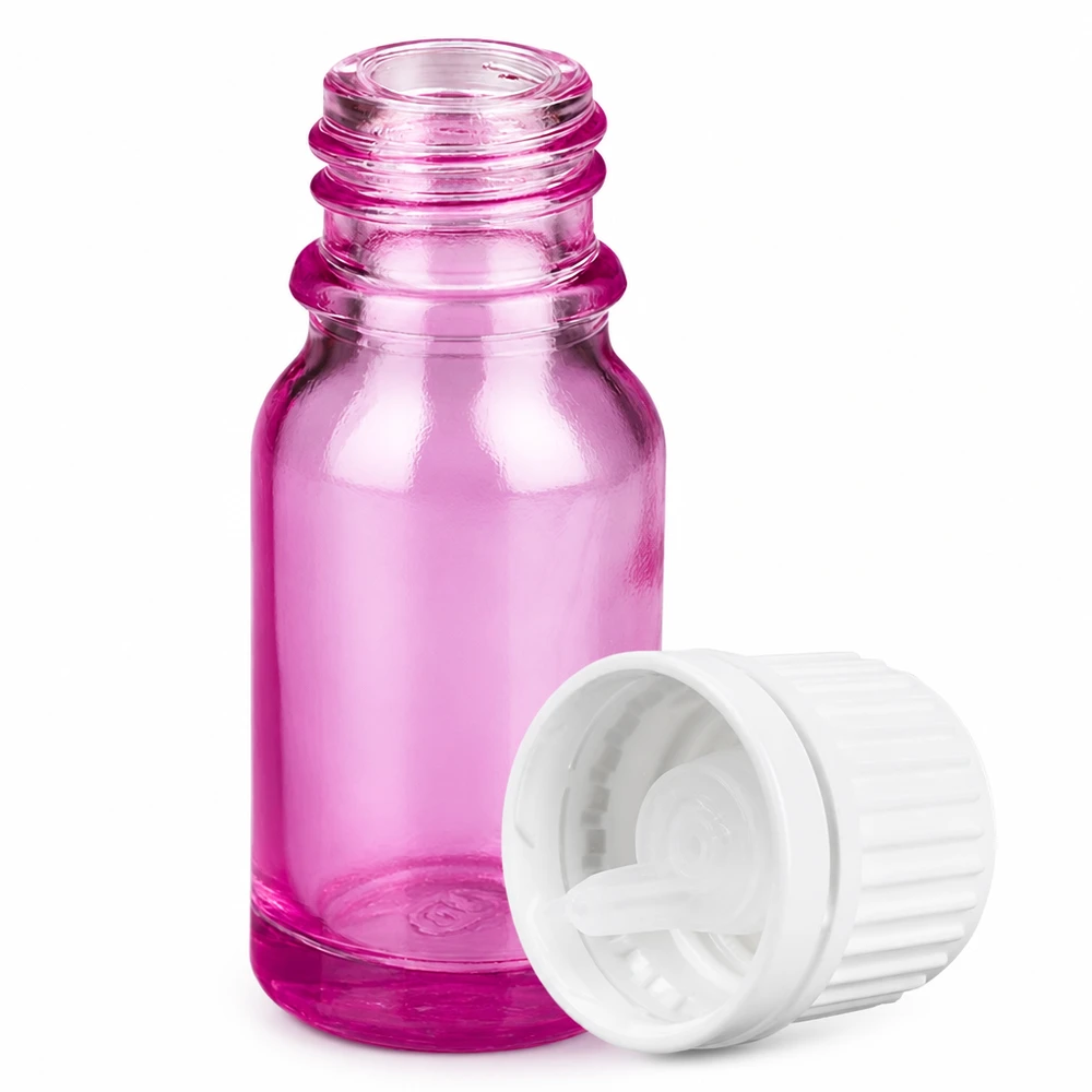 10ml droppflaska 0,7mm vit Originality skruvkork PurpleLine UT18/10 10 ml PurpleLine violett glasflaska med 0,7 mm droppinsats för exakt dosering UT18/10