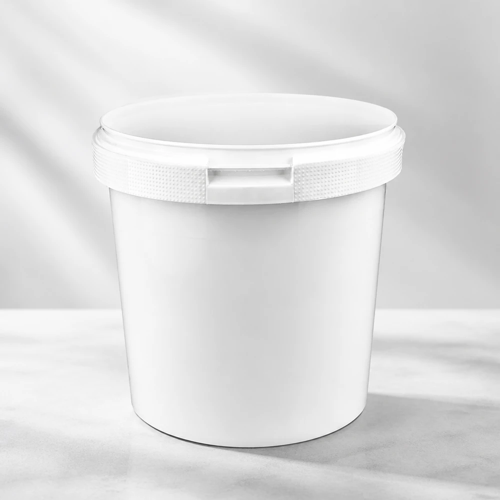 2,5-liters hink av vit polypropenplast utan lock Livsmedelsgodkänd PP-hink, 2,5 liter, vit, utan lock, för kosmetika och livsmedel