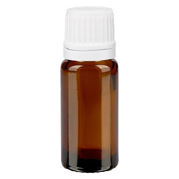 Apoteksflaska brun 10ml skruvlock vitt manipulationsskyddat lock Apoteksflaska brun 10ml skruvlock vitt manipulationsskyddat lock