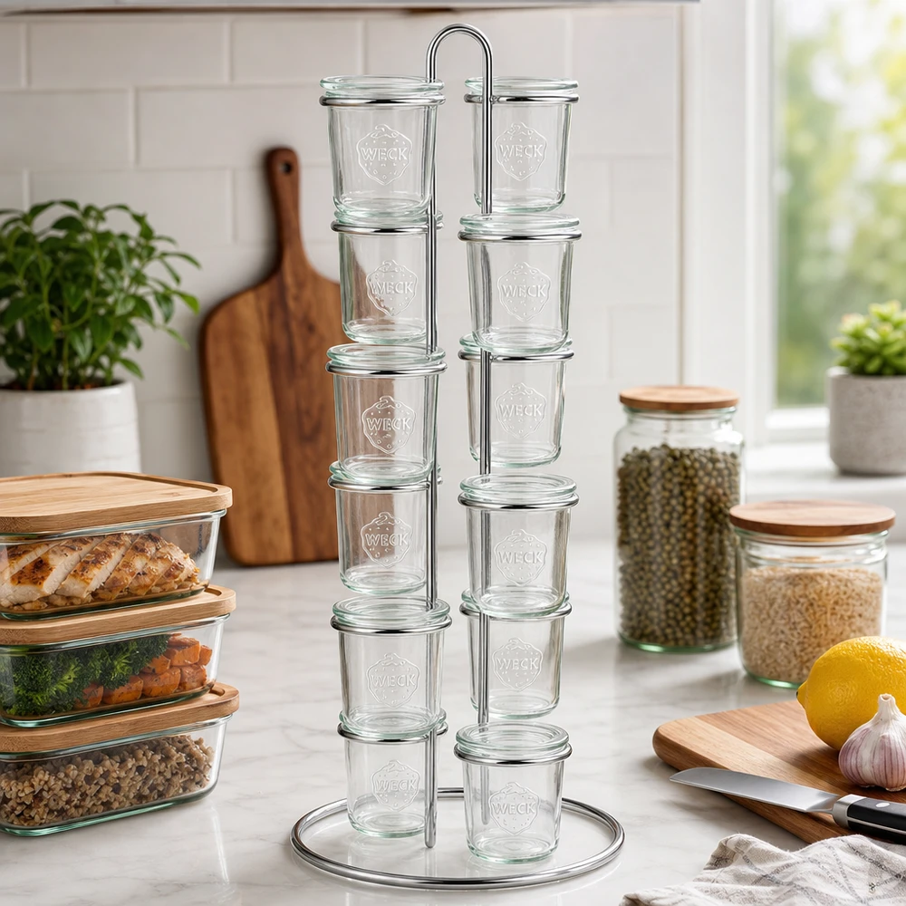 Serveringsställ Vertico12 för 12 WECK Krossade glasögon Serveringsställ Vertico12 för 12 WECK Krossade glasögon