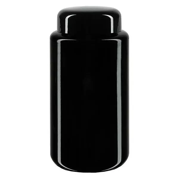 Bredhalsad burk i violett glas 200ml, med svart lock Bredhalsad burk i violett glas 200ml, med svart lock