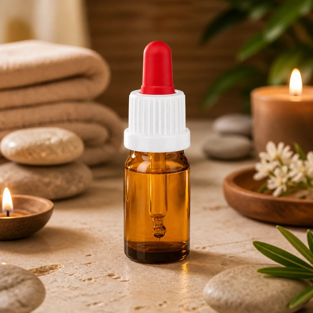 5ml Pipettflaska vit/röd med säkerhetsförslutning BrownLine UT18/5 5 ml pipettflaska BrownLine UT18/5 med röd gummipipett för droppnoggrann applicering av serum