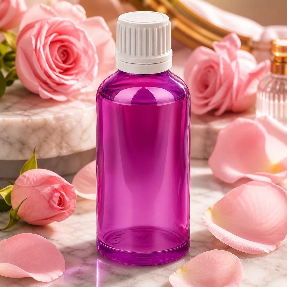 50ml flaska 11mm skruvkork vit Originality skruvkork PurpleLine UT18/50 PurpleLine 50 ml flaska med vitt säkerhetslock för säker produktförpackning