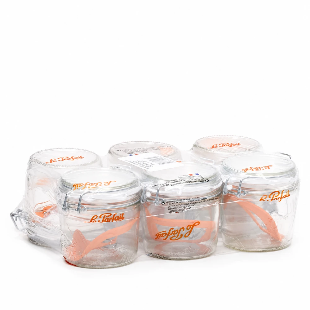 Le Parfait® Familia Wiss 350 g Ø100 mm burk 415 ml Familia Wiss-muggar med 2-delat locksystem från Le Parfait i set om 6 i plastförpackning