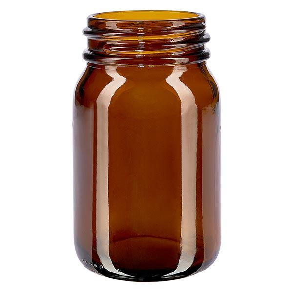 200 ml flaska med bred hals i bärnstensfärgat glas