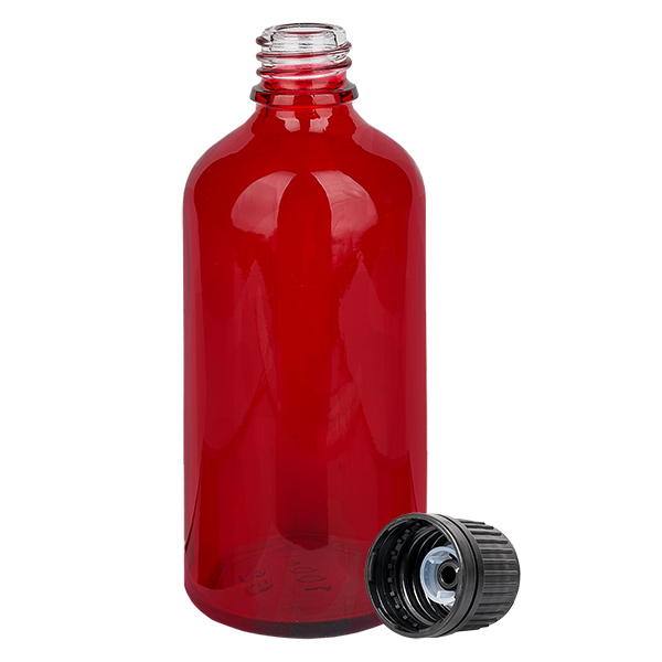 100ml globule flaska 8mm hällring svart Tamper-evident stängning RedL. UT18/100 100ml globule flaska 8mm hällring svart Tamper-evident stängning RedL. UT18/100