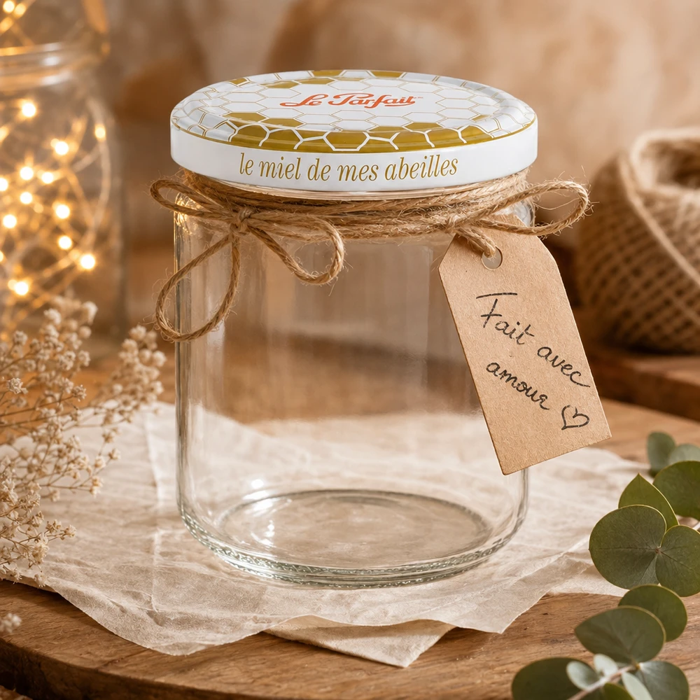 Le Parfait® honungsburk 212 ml Ø63 mm Le Parfait 212 ml förvaringsburk för honung dekorerad med presentförpackning, jutesnöre och handskriven etikett
