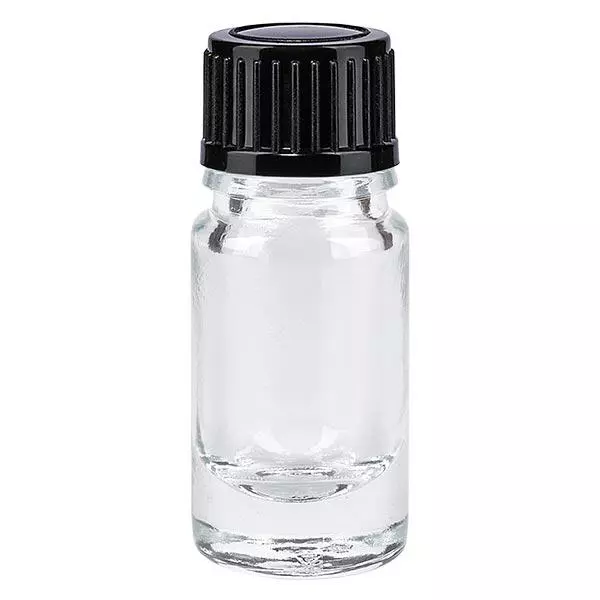 Apoteksflaska klar 5ml skruvkork svart standard Apoteksflaska klar 5ml skruvkork svart standard