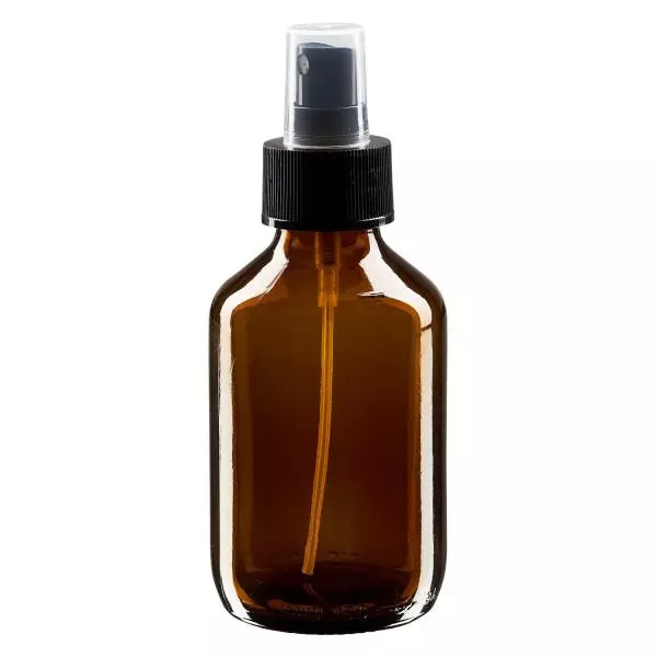 150ml medicinflaska brun, pumpförstärkare svart ApoGlas 150ml medicinflaska brun, pumpförstärkare svart ApoGlas