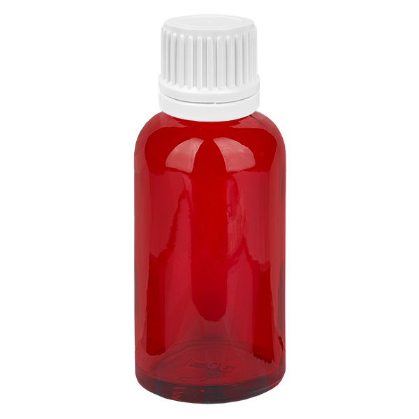 30 ml Droppflaska 0,7 mm vit med manipuleringssäkert lock RedLine UT18/30