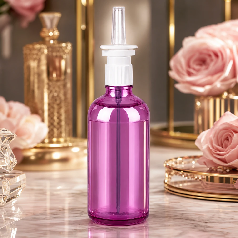 100 ml nässprayflaska vit/transparent standard PurpleLine UT18/100 Ergonomisk 100 ml nässprayflaska i elegant lila med exakt spraysystem för enkel dosering