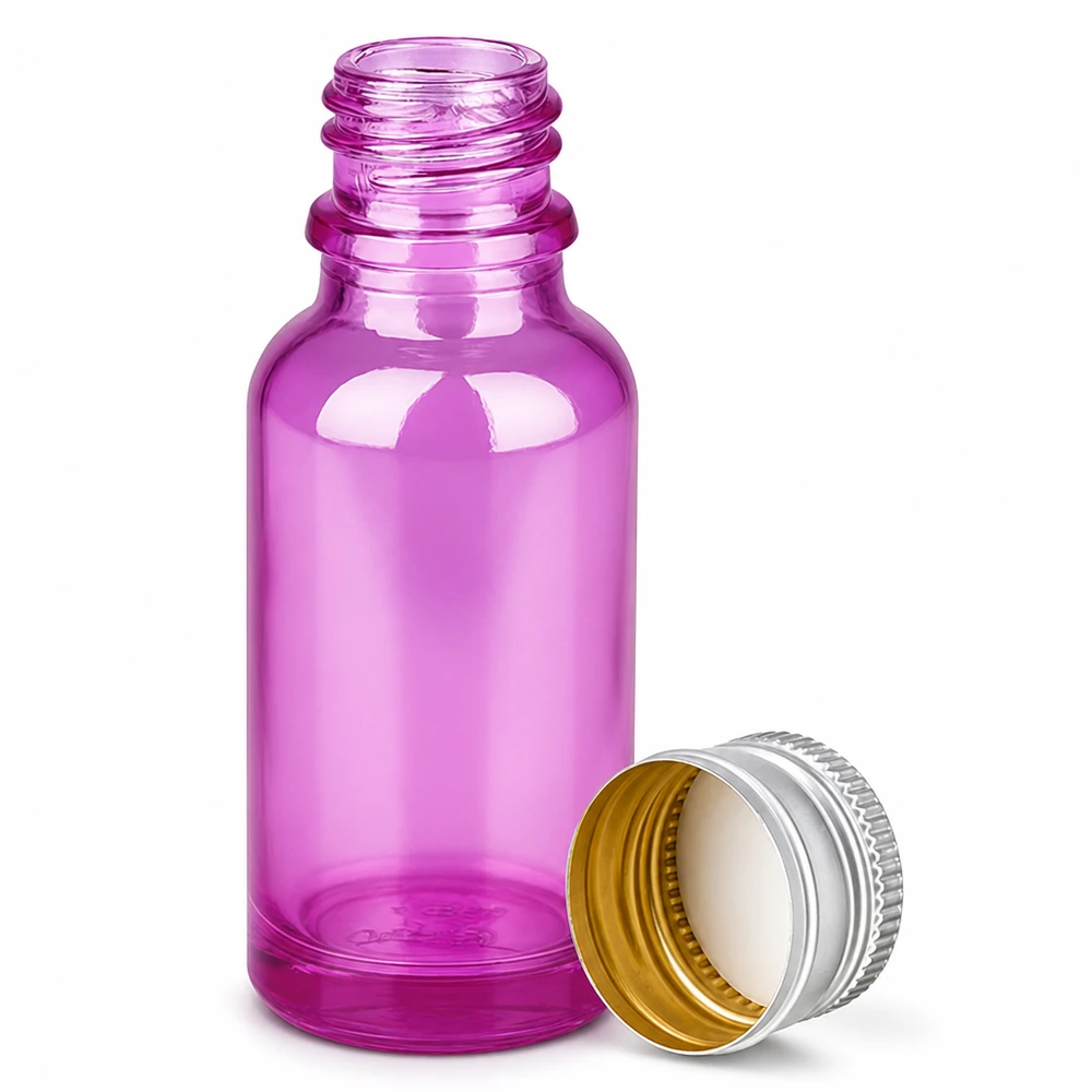20ml flaska 11mm skruvkork aluminium-silver standard PurpleLine.UT18/20 20 ml violett glasflaska med skruvlock i silveraluminium för aromaterapi och parfymer