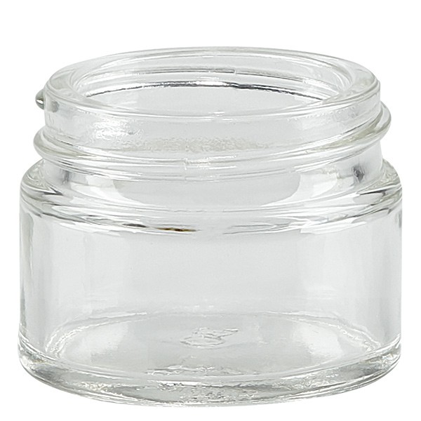 Salvburk (glasburk) 15 ml klar, utan lock, gänga 38mm/R3 Salvburk (glasburk) 15 ml klar, utan lock, gänga 38mm/R3