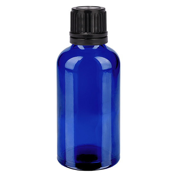 50 ml Droppflaska 1 mm svart med säkerhetsförslutning BlueLine UT18/50