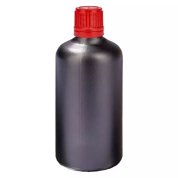 100 ml flaska 11mm skruvkork röd med manipulationsskydd BlackLine UT18/100 100 ml flaska 11mm skruvkork röd med manipulationsskydd BlackLine UT18/100