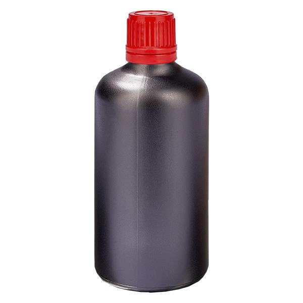 100 ml flaska 11mm skruvkork röd med manipulationsskydd BlackLine UT18/100 100 ml flaska 11mm skruvkork röd med manipulationsskydd BlackLine UT18/100