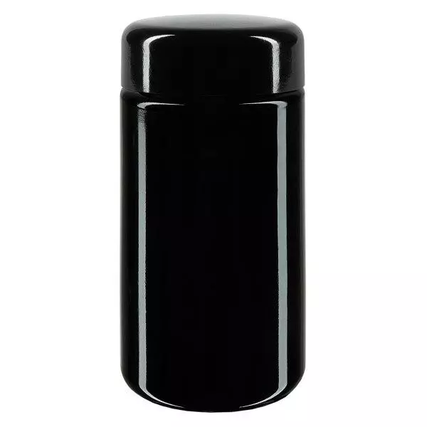 Bredhalsad burk+ violett glas 100ml, med svart lock Bredhalsad burk+ violett glas 100ml, med svart lock