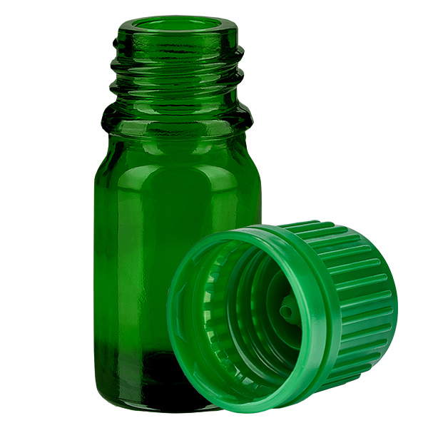 5ml flaska 11mm skruvkork grönt sabotagesäkert lock GreenLine UT18/5 5ml flaska 11mm skruvkork grönt sabotagesäkert lock GreenLine UT18/5