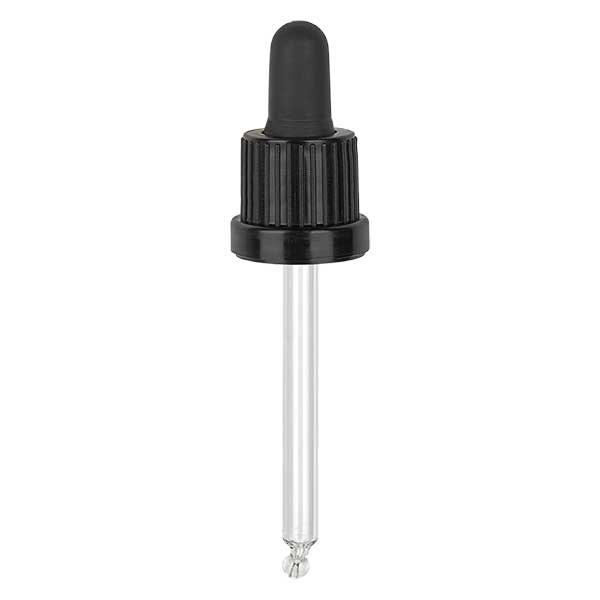 Droppipett av glas svart/svart 18 mm PL78 OVII Droppipett av glas svart/svart 18 mm PL78 OVII