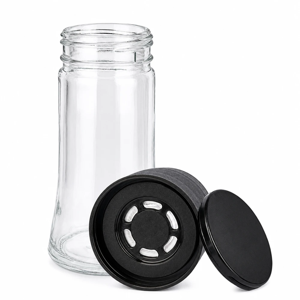 Salt-/kryddburk 95 ml med kvarn (grov) svart Klar kryddburk, 95 ml, med svart saltkvarn (grovmalning) i glas och plast
