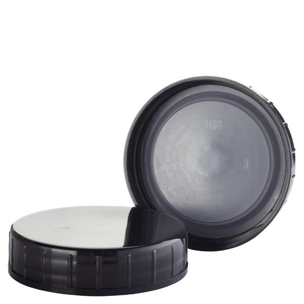 Svart skruvlock av polypropylen N 68mm (DIN 68)