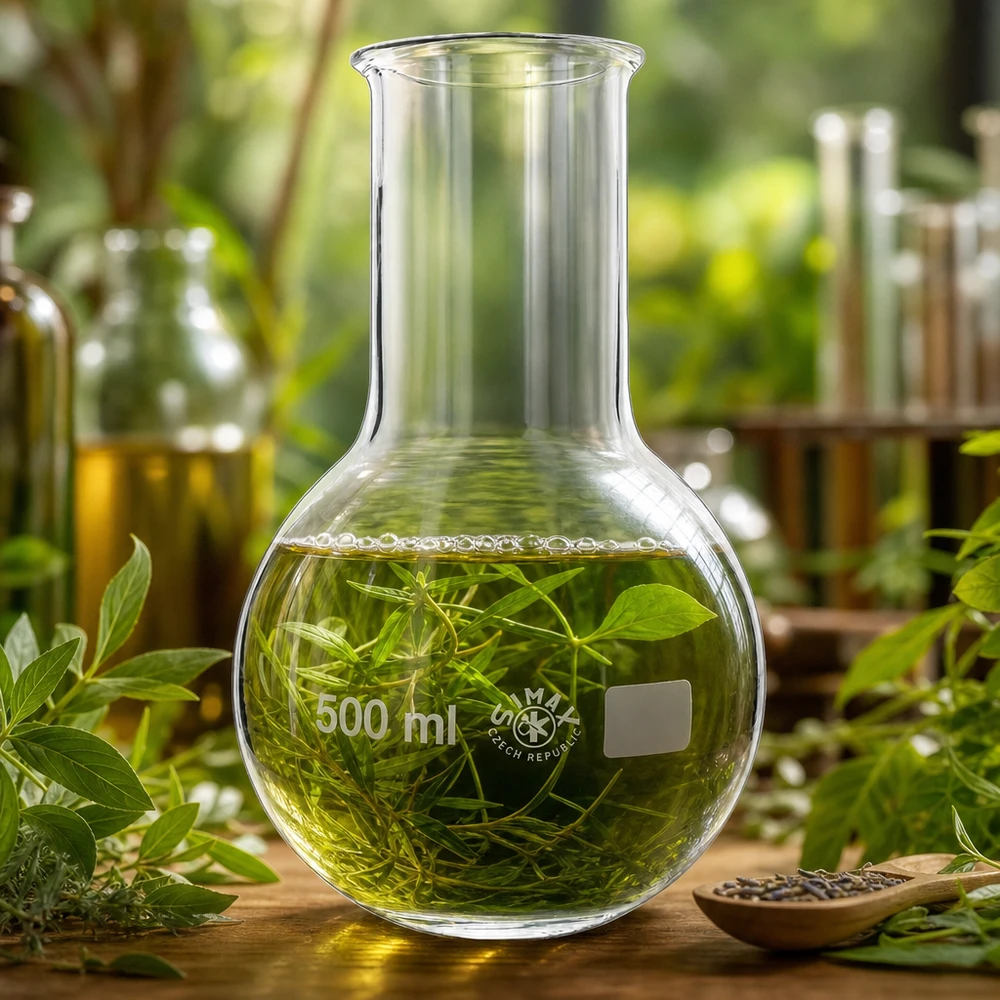 Höftkolv 500ml bred hals Professionell laboratoriekolv 500 ml av värmebeständigt glas för botaniska extrakt