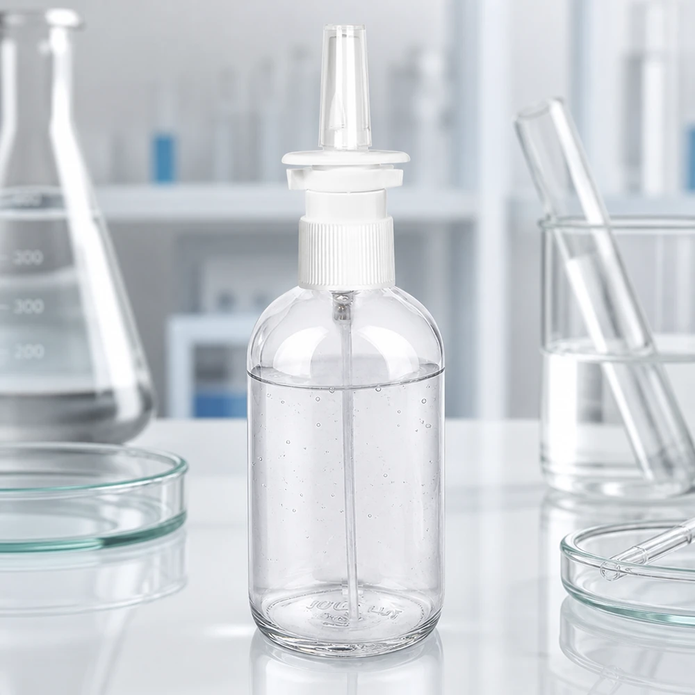 100 ml ClearLine-nässprayflaska i laboratoriet tillsammans med en Erlenmeyerkolv och petriskålar
