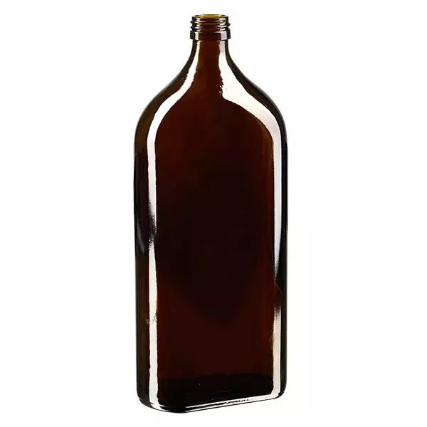 1000 ml Meplat-flaska brun PP28 1000 ml Meplat-flaska brun PP28