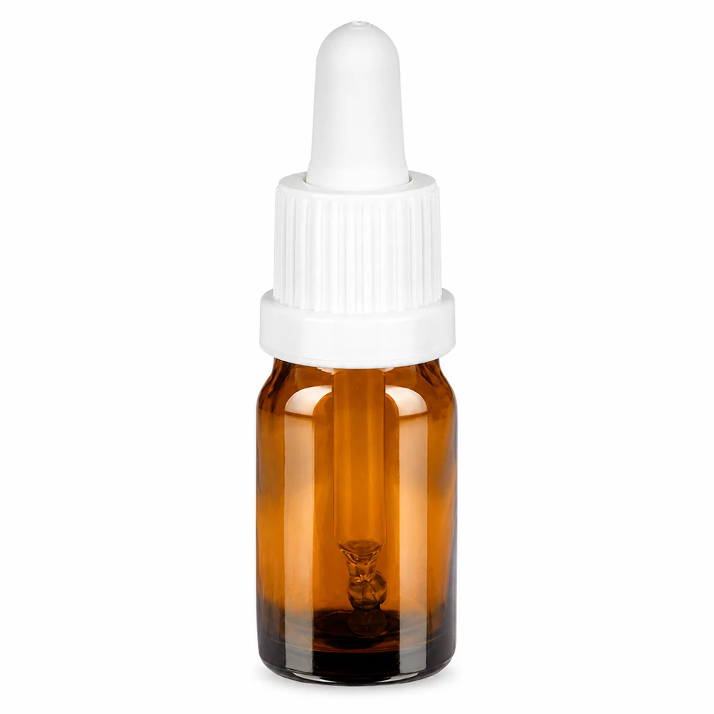 5 ml pipettflaska vit med säkerhetsförslutning BrownLine UT18/5 5 ml pipettflaska brun med vitt lock för exakt dosering av vätskor
