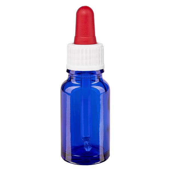 Apoteksflaska blå 10ml pipett vit/röd standard Apoteksflaska blå 10ml pipett vit/röd standard