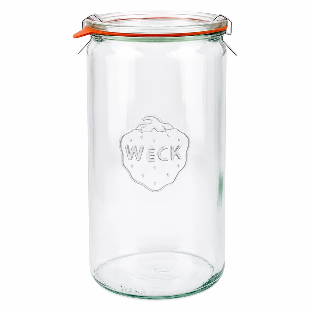 1590ml cylinderburk komplett WECK RR100 WECK cylinderburk 1590ml RR100 med glaslock gummiring och klämmor konserveringsburk transparent tom