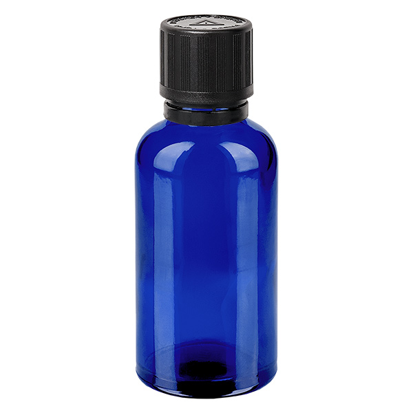 50ml Droppflaska 1mm svart säkerhetsförslutning Barnsäkerhetslås BlueL. UT18/50