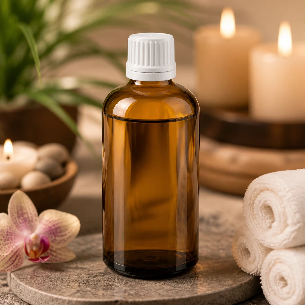 100ml Droppflaska 0.7mm vit med säkerhetsförslutning BrownLine UT18/100 100 ml BrownLine-glasflaska med exakt dropplock för kosmetika och wellness