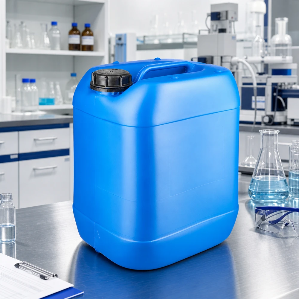 Dunk 20 liter blå med skruvkork, säkerhetsförslutning 20-litersdunk i blått med OV-skruvlock av HDPE-plast – robust och tät