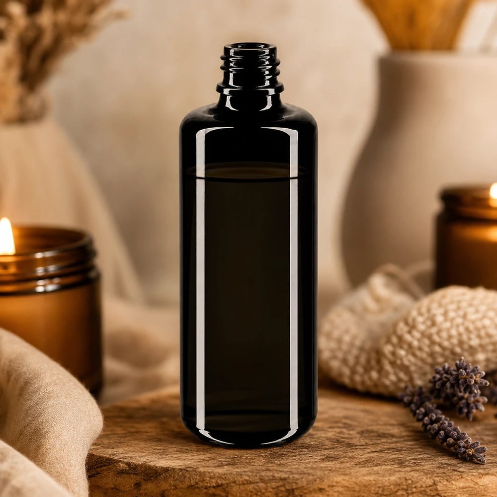 Mångsidig 50 ml Orion droppflaska tillverkad av violett Miron-glas för kosmetika, aromaterapi och naturläkemedel