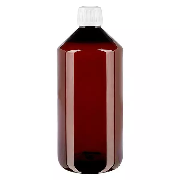 PET-flaska 1000 ml med vit standardförslutning PET-flaska 1000 ml med vit standardförslutning