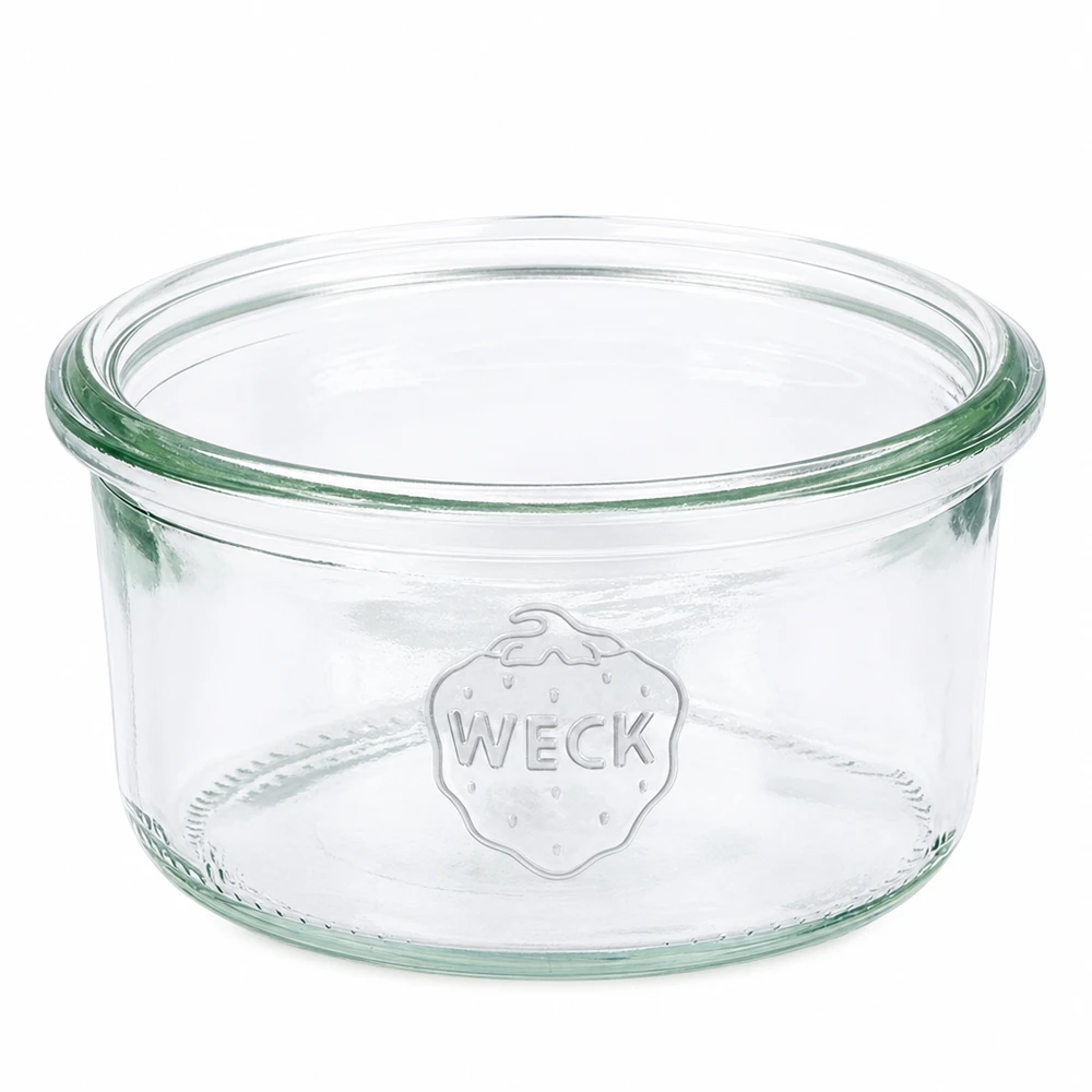165 ml burk WECK RR80 WECK 165 ml RR80 murarburk i klarglas med präglad logotyp för konservering och förvaring