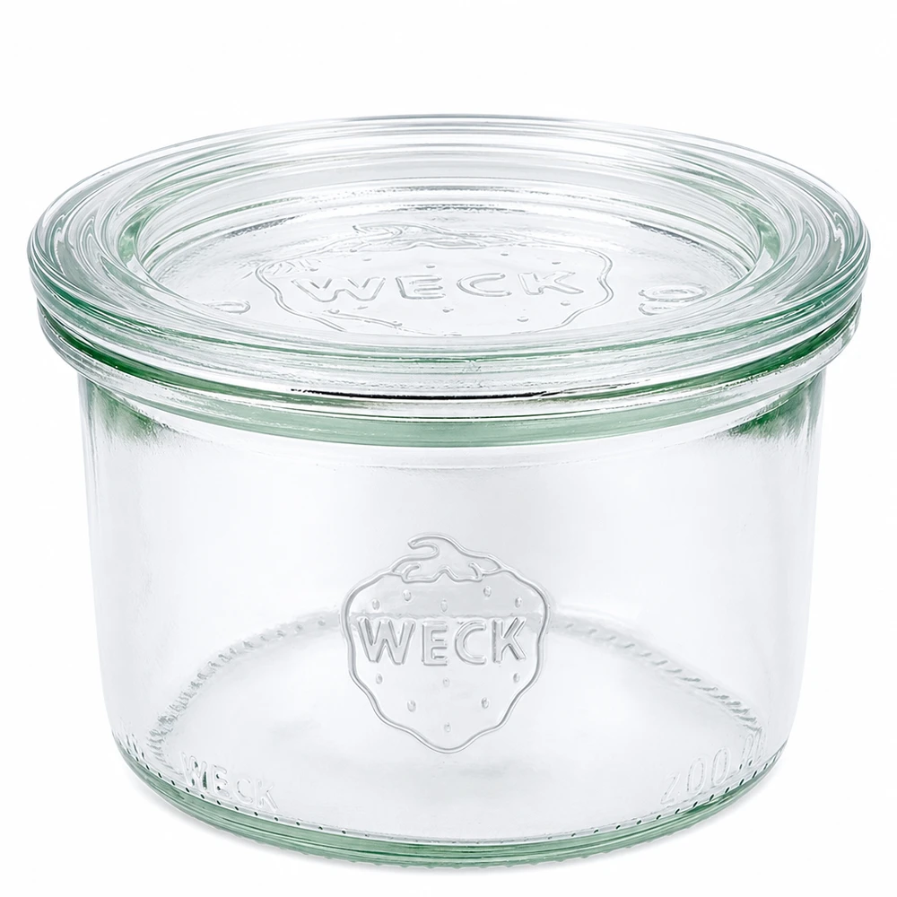 200ml Krossade glasögon med glaslock WECK RR80 WECK 200 ml murarburk med glaslock RR80 Transparent murarburk för konservering och förvaring