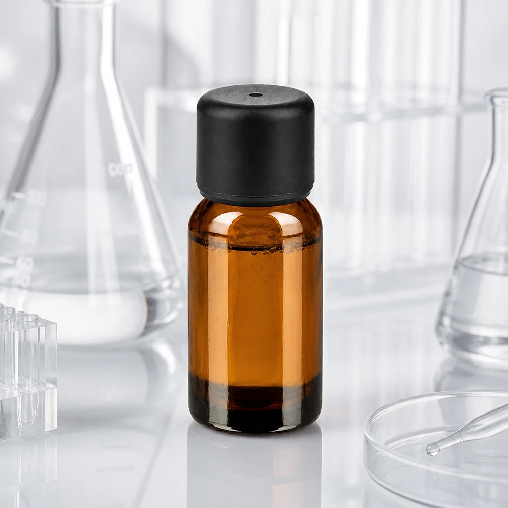 10ml flaska 6mm skruvkork svart standard BrownLine UT18/10 Kompakt 10 ml bärnstensfärgad glasflaska med 6 mm öppning för exakt dosering av aktiva ingredienser