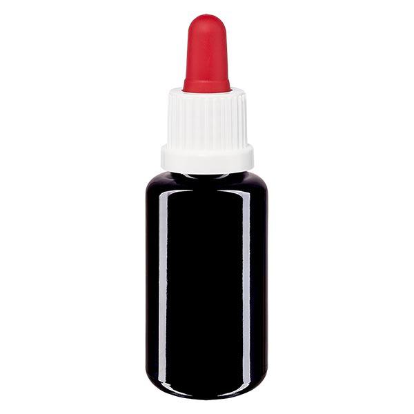 Apoteksflaska violett 20ml pipett vit/röd med säkerhetsförslutning Apoteksflaska violett 20ml pipett vit/röd med säkerhetsförslutning
