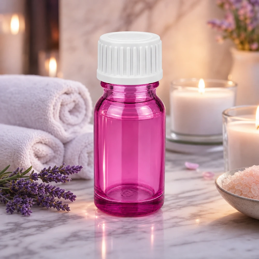 Kompakt 10 ml violett glasflaska med standardgänga för DIY-kosmetika och hudvård