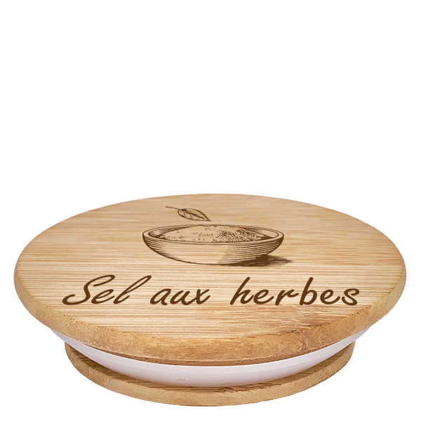 Couvercle en bois "Sel aux herbes" för WECK RR60 Couvercle en bois "Sel aux herbes" för WECK RR60