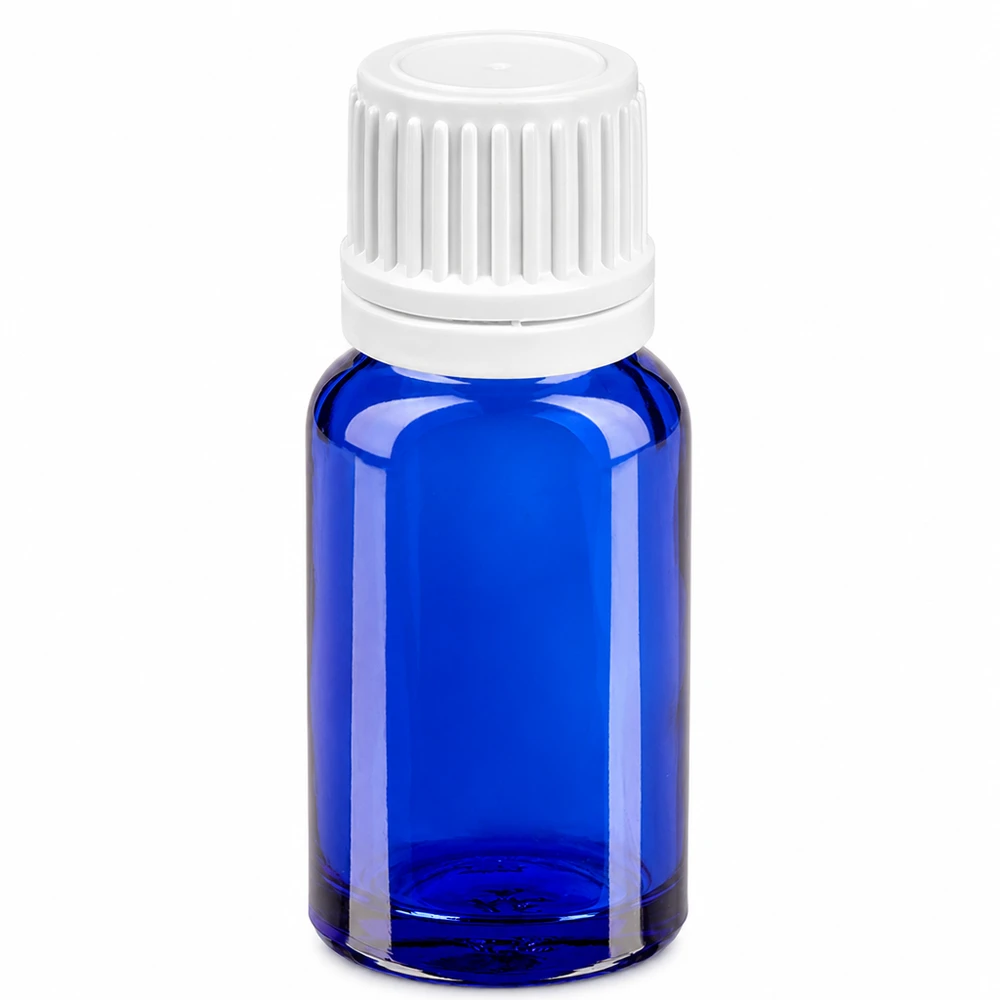 10ml flaska 11mm skruvkork vit med säkerhetslock BlueLine UT18/10