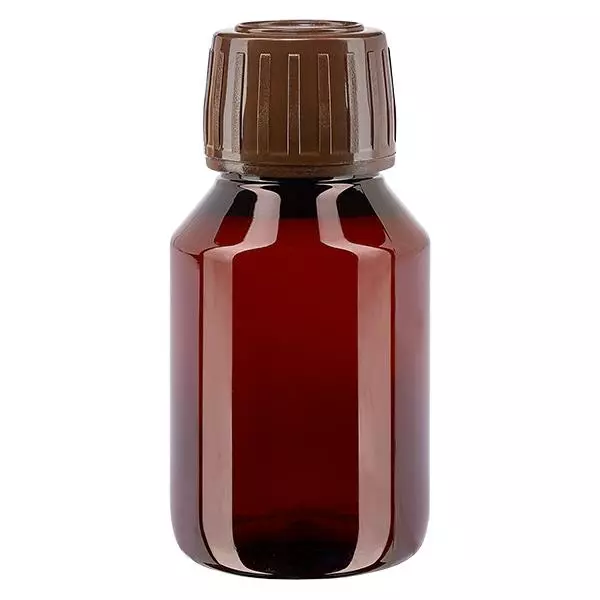 PET-flaska 50ml med brunt manipuleringssäkert lock