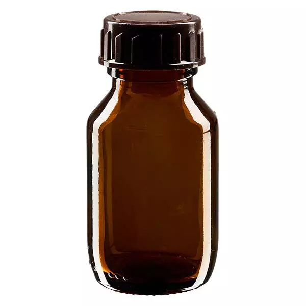 50ml medicinflaska brun, med lock brun ApoGlas