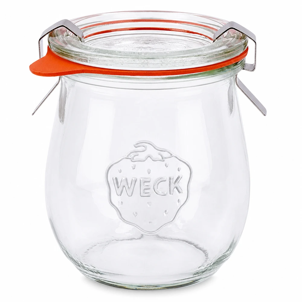 WECK tulpanburk 220ml RR60 konserveringsburk med glaslock gummiring och klämmor komplett set