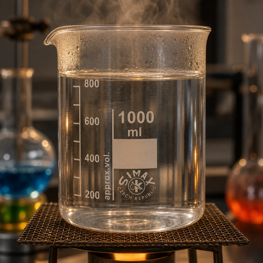 Transparent bägare 1000 ml med låg form tillverkad av borosilikatglas för säker laboratorieanvändning